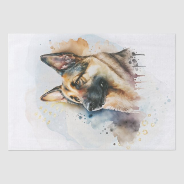 German Shepherd Dog Watercolor Tissue Paper (Front)