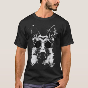German Shepherd Dog Wearing Shades Splash Art Grun T-Shirt