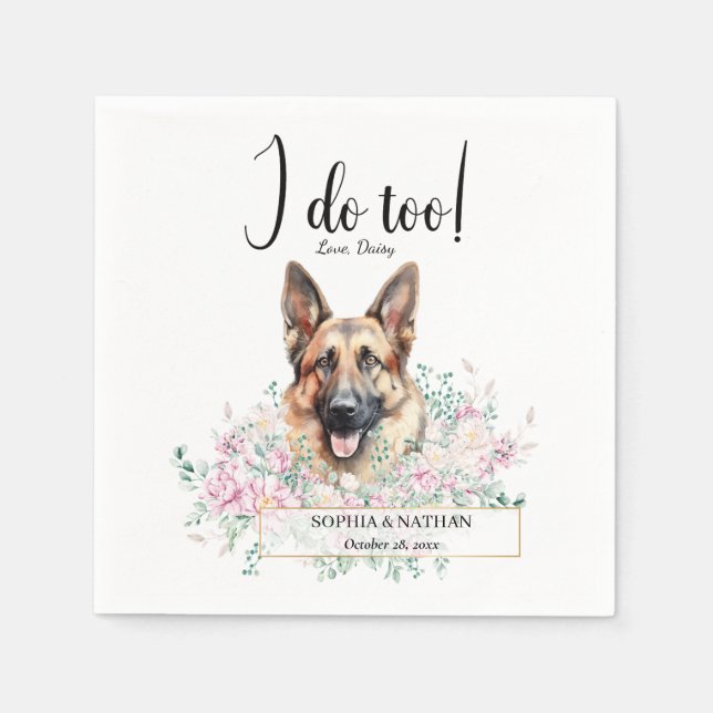 German Shepherd Dog Wedding Cocktail Napkins (Front)