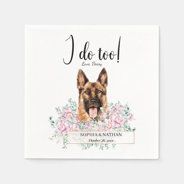 German Shepherd Dog Wedding Cocktail Napkins (Front)