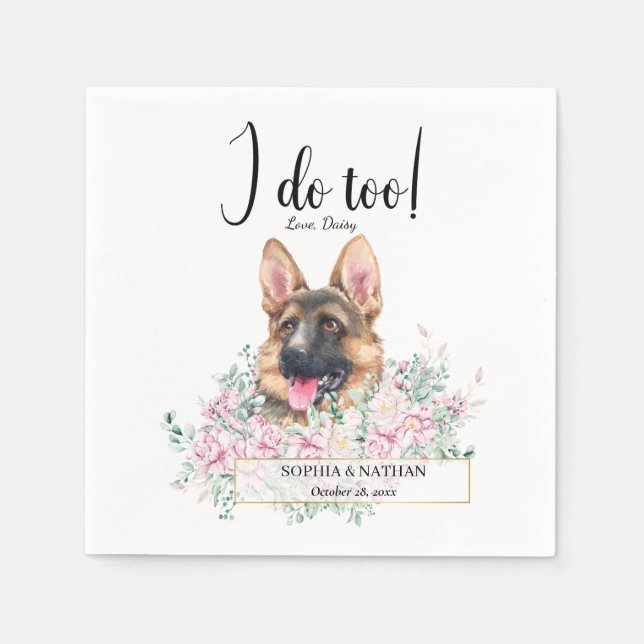 German Shepherd Dog Wedding Cocktail Napkins (Front)