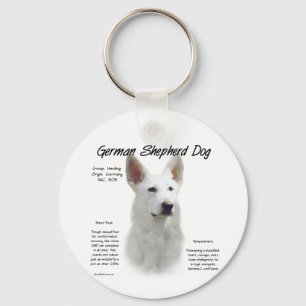 German Shepherd Dog (wht) History Design Key Ring