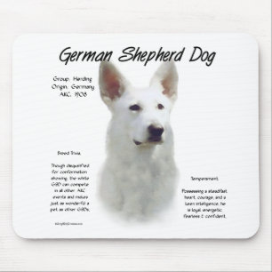 German Shepherd Dog (wht) History Design Mouse Mat