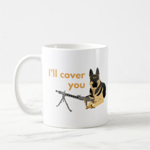 German Shepherd Dog with a Machine Gun Coffee Mug