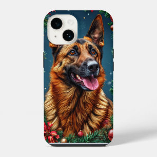 German Shepherd Dog With Christmas Decor iPhone 14 Case