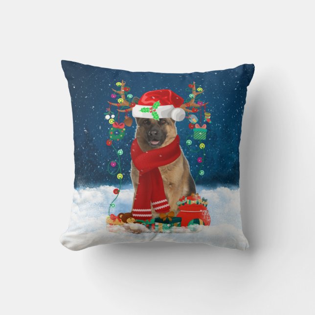 German Shepherd dog with Christmas gifts Cushion (Front)