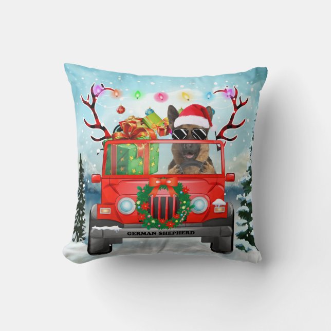 German Shepherd dog with Christmas gifts Cushion (Front)