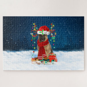 German Shepherd dog with Christmas gifts Jigsaw Puzzle
