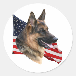 German Shepherd Dog with Flag sticker