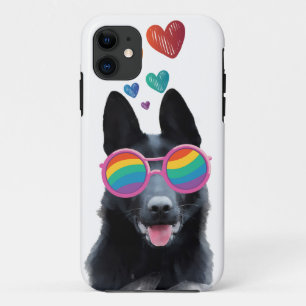 German Shepherd Dog with Hearts Valentine's Day  iPhone 11 Case