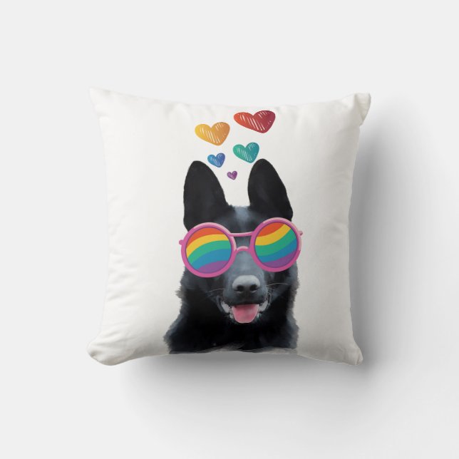 German Shepherd Dog with Hearts Valentine's Day Cushion (Front)