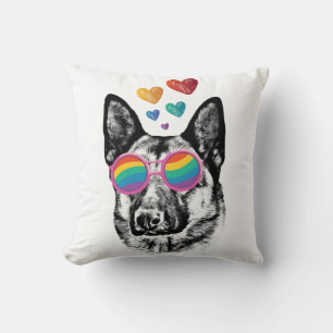 German Shepherd Dog with Hearts Valentine's Day Cushion