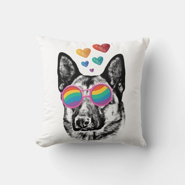 German Shepherd Dog with Hearts Valentine's Day Cushion (Front)