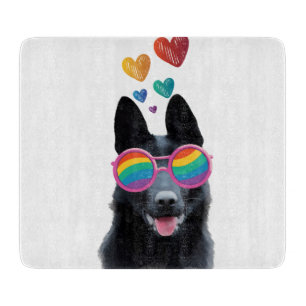 German Shepherd Dog with Hearts Valentine's Day  Cutting Board