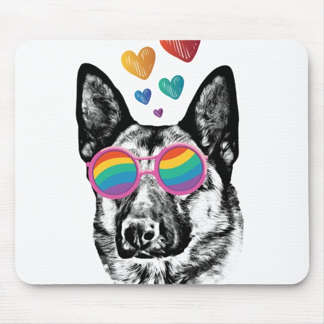 German Shepherd Dog with Hearts Valentine's Day  Mouse Mat (Front)