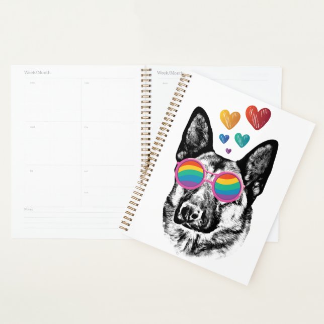 German Shepherd Dog with Hearts Valentine's Day Planner (Display)