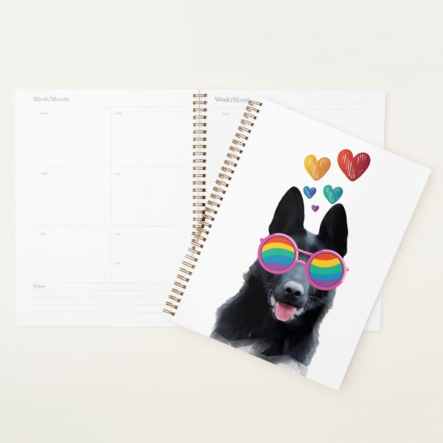 German Shepherd Dog with Hearts Valentine's Day  Planner (Display)