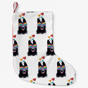 German Shepherd Dog with Hearts Valentine's Day  Small Christmas Stocking