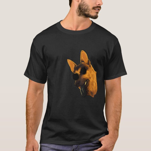 German Shepherd Dog With Sunglasses German Shepher T-Shirt (Front)