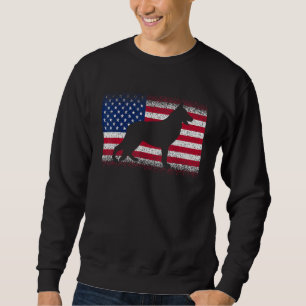 German Shepherd Dog With Usa Flag Patriotic July 4 Sweatshirt