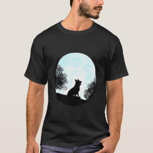 German Shepherd Dog Wolf Moon Cute Silhouette Love T-Shirt