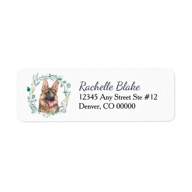 German Shepherd Dog Wreath Return Address (Front)