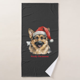 German Shepherd Dog Xmas Christmas Gift Ideas Woof Bath Towel