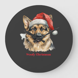 German Shepherd Dog Xmas Christmas Gift Ideas Woof Large Clock