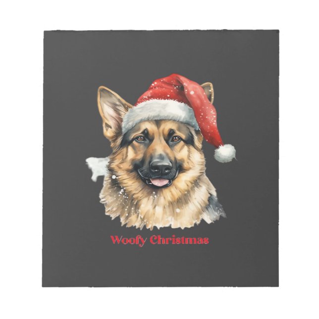 German Shepherd Dog Xmas Christmas Gift Ideas Woof Notepad (Front)