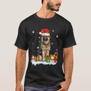 German Shepherd Dog Xmas Lights Santa Hat Dog Chri T-Shirt