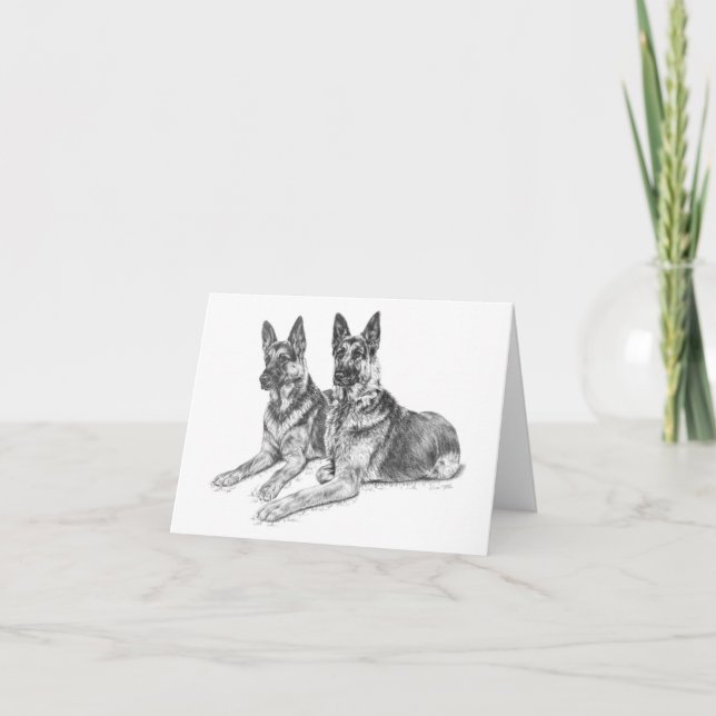 German Shepherd Dogs Drawing by Kelli Swan Card (Front)