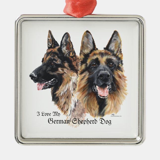 German Shepherd Dogs Metal Tree Decoration (Front)