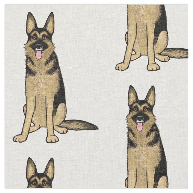 German Shepherd Dogs Pattern | Cute Pet Lover's Fabric (Close Up)