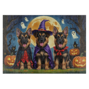 German Shepherd Dogs Pumpkin Halloween Funny Cutting Board