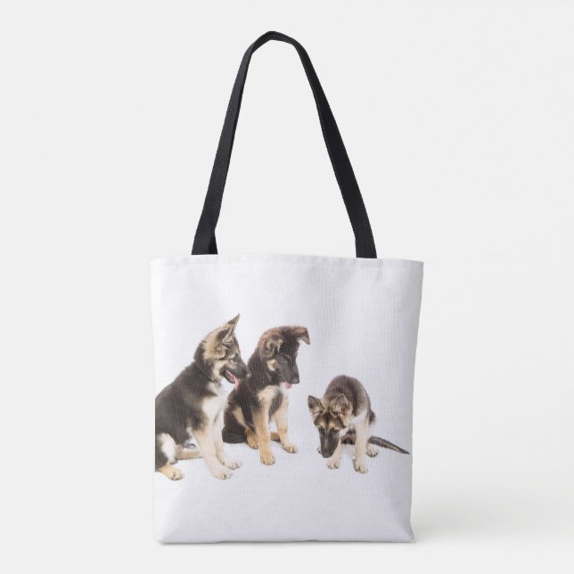 German Shepherd Dogs Sitting Tote Bag (Back)