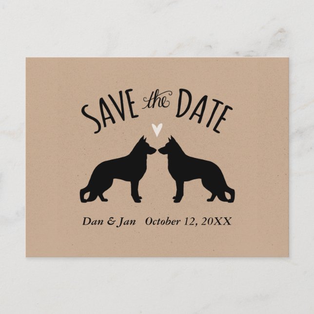 German Shepherd Dogs Wedding Save the Date Announcement Postcard (Front)