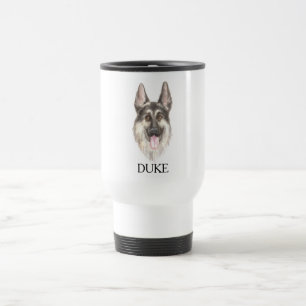 German Shepherd Drawing Personalised  Travel Mug