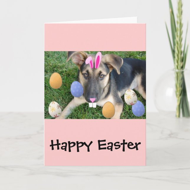 German Shepherd Easter Puppy Holiday Card (Front)