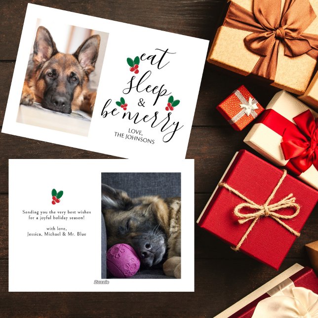 German Shepherd Eat Sleep Be Merry Photo Christmas Holiday Card (Creator Uploaded)