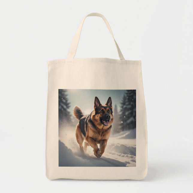 German Shepherd Elegant Grocery Tote Bag (Front)