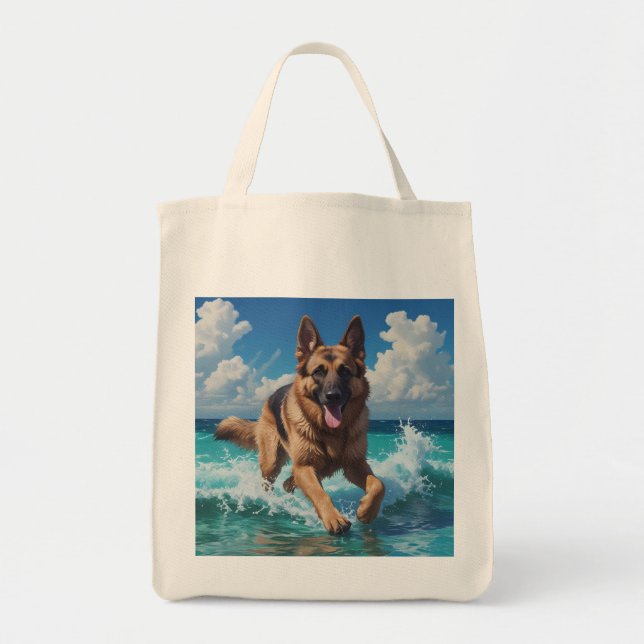 German Shepherd Elegant Grocery Tote Bag (Front)