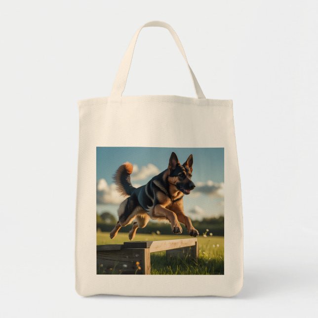 German Shepherd Elegant Grocery Tote Bag (Front)