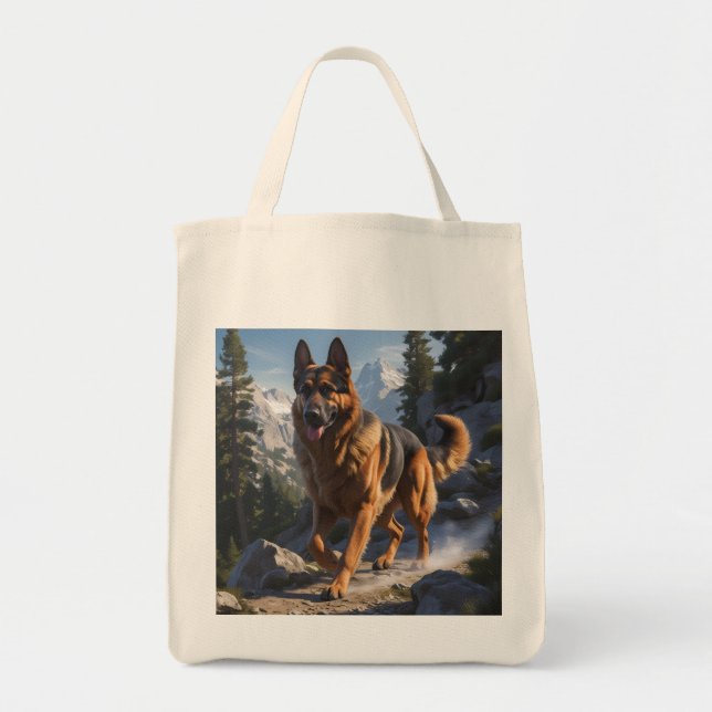 German Shepherd Elegant Grocery Tote Bag (Front)