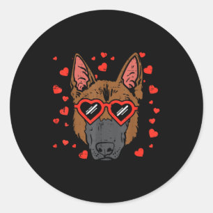 German Shepherd Face Heart Gles Valentines Day Dog Classic Round Sticker