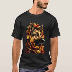 German Shepherd Fall Leaves Forest Vibes Autumn Ae T-Shirt