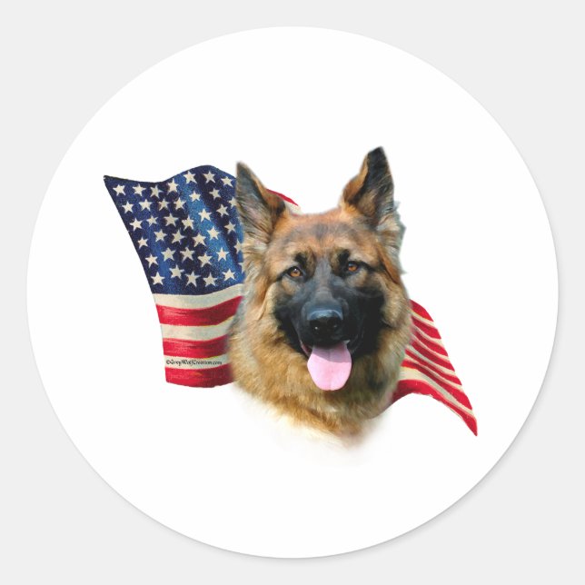 German Shepherd Flag Classic Round Sticker (Front)