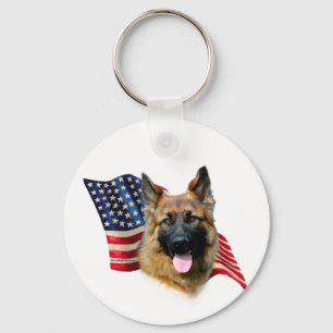 German Shepherd Flag Key Ring