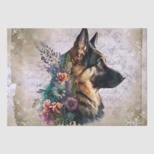 German Shepherd Floral Dog Tissue Paper