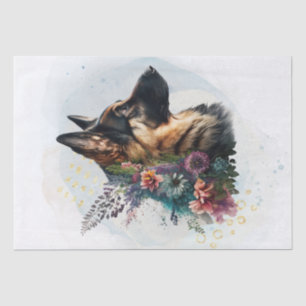 German Shepherd Floral Dog Tissue Paper