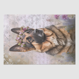 German Shepherd Floral Dog Tissue Paper